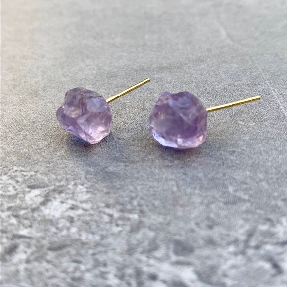 🆕 New Raw Light Amethyst Gemstone Earrings - Picture 6 of 9